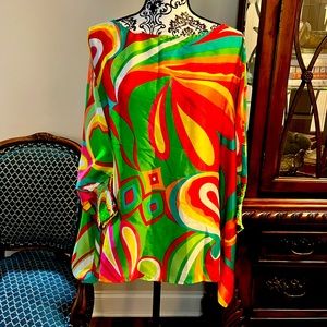 NWT retro print poncho style blouse.